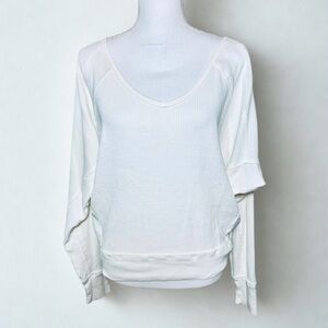 Free People Santa Clara Waffle Knit Boho Top Oversized WomenSmall 100% Cotton